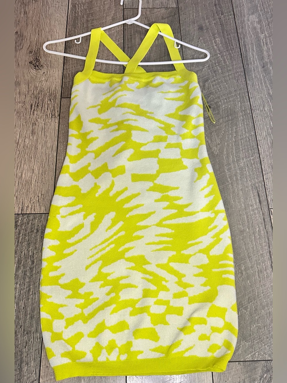 Neón green Fsshion Nova Patterned Knit Tank Dress
